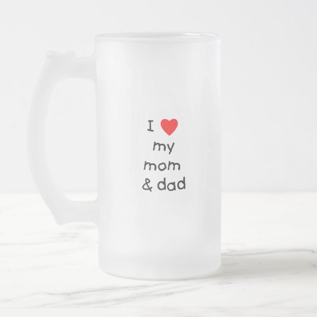 Jag älskar min mamma & pappa frostat ölglas (Vänster)
