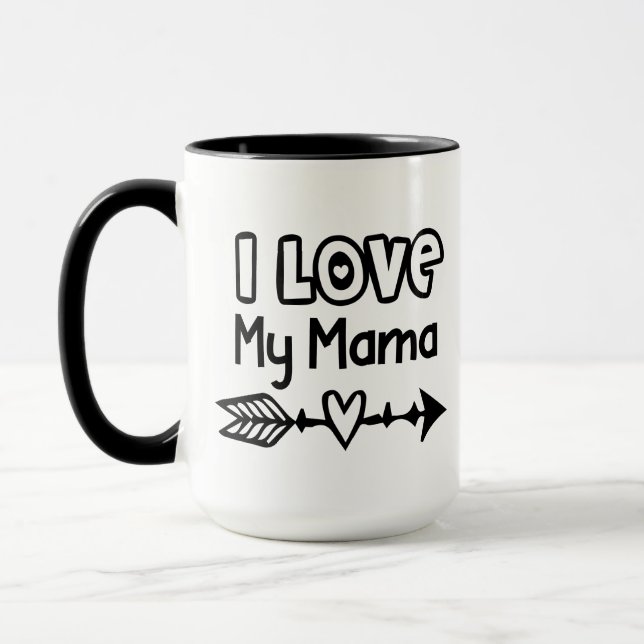 Jag älskar min mamma pil svart mugg (Vänster)