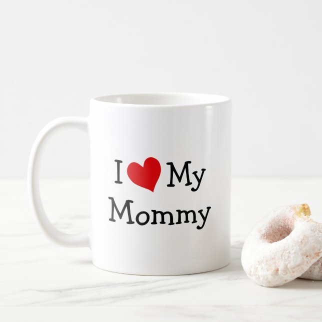 Jag älskar min mamma röda hjärta foto kaffemugg (Med munk)