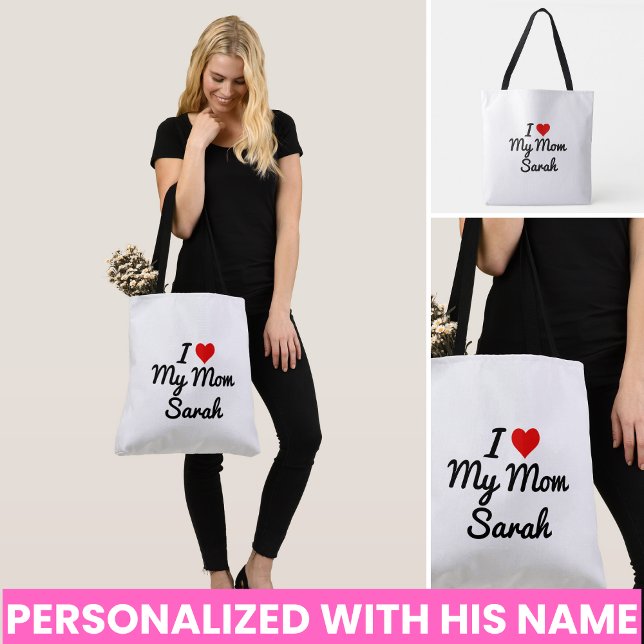 Jag älskar min mamma Skapa eget mammanamn Axelväska (I Love My Mom Create Your Own Mothers Name Bag)