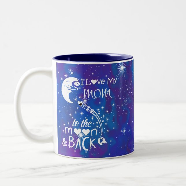 Jag älskar min mamma till månen och tillbaka Två-Tonad mugg (Vänster)