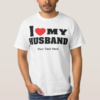 Jag älskar min man text med rött hjärta symbol t shirt