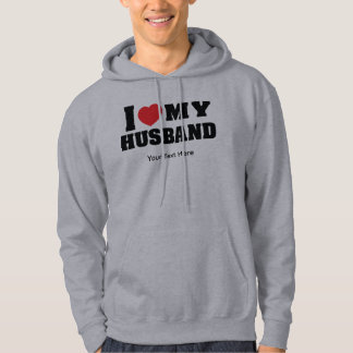 Jag älskar min man text med rött hjärtsymbol hoodie
