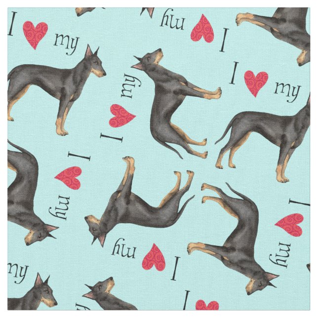 Jag älskar min Manchester Terrier Tyg (Närbild)