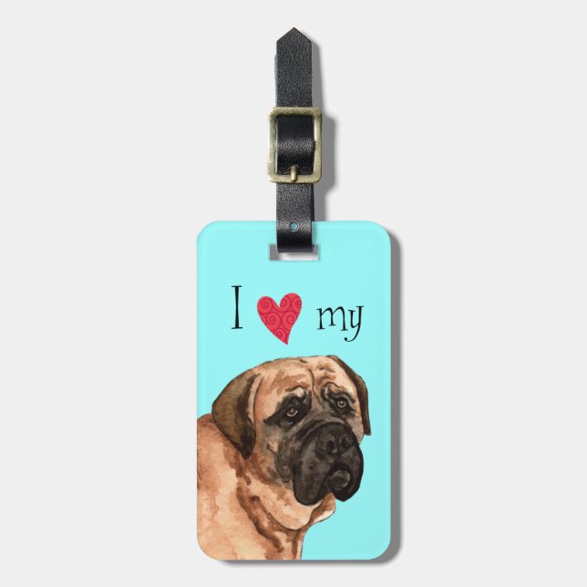 Jag älskar min Mastiff Bagagebricka (Vertikal Framsida)