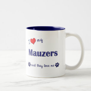 Jag älskar min Mauzers (åtskilliga hundar) Två-Tonad Mugg