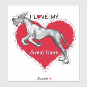 Jag älskar min Merle great dane Klistermärken
