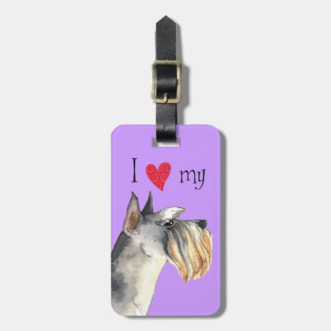 Jag älskar min miniatyrSchnauzer Bagagebricka (Vertikal Framsida)