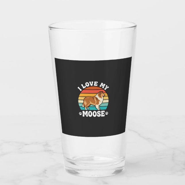 Jag älskar min Moose Retro Collie Hund Glaskopp (Framsida)