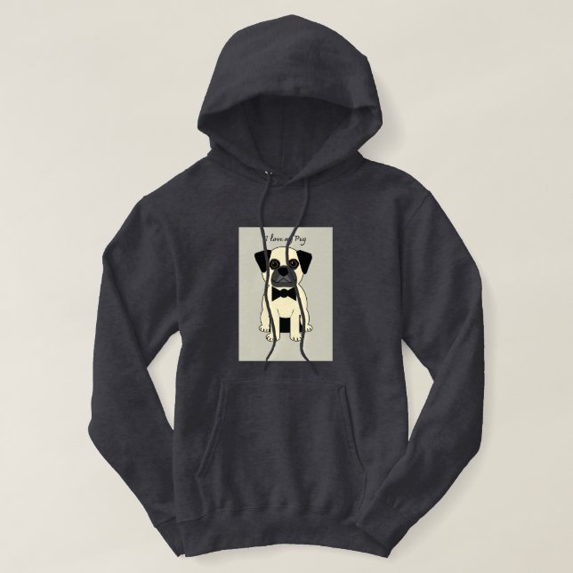 Jag älskar min mops hoodie (Design framsida)