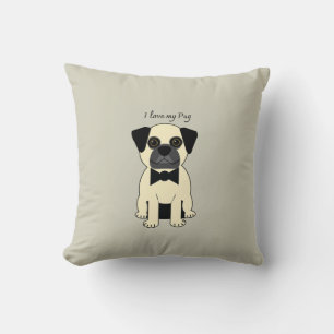Jag älskar min mops kudde