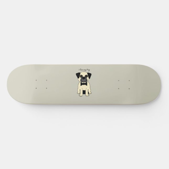 Jag älskar min mops mini skateboard bräda 18,5 cm (Horz)