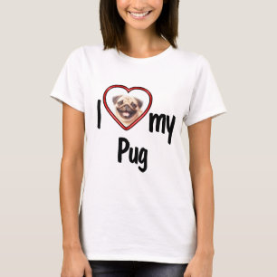 Jag älskar min mops - Söt röd hjärta fotoram T Shirt