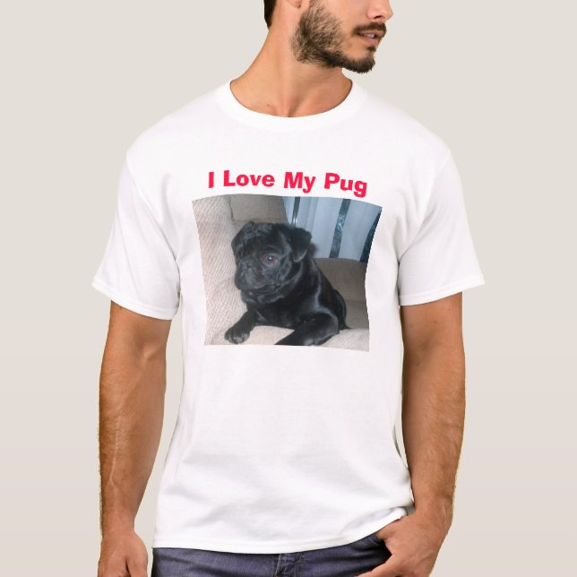 Jag älskar min mops t-shirt (Framsida)