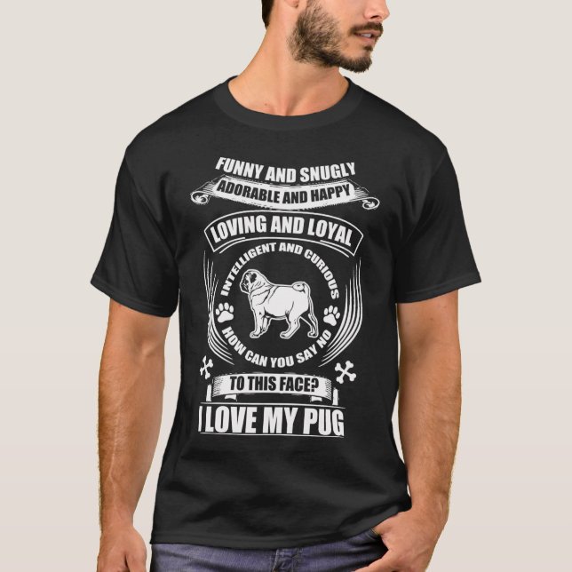 Jag älskar min mops t shirt (Framsida)