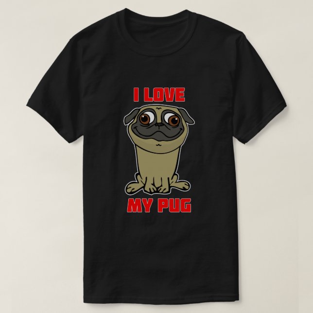 Jag älskar min mops t-shirt (Design framsida)