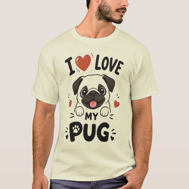 Jag älskar min mops t shirt (Framsida)