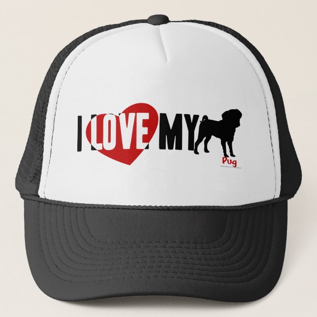 Jag älskar min mops truckerkeps (Framsida)