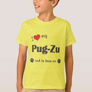 Jag älskar min Mops-Zu (den Male hunden) T-shirt