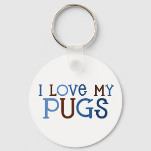 Jag älskar min mopskeychain nyckelring