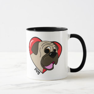 Jag älskar min mopsmugg (tecknaden) mugg