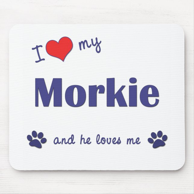 Jag älskar min Morkie (den Male hunden) Musmatta (Framsidan)