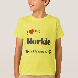 Jag älskar min Morkie (den Male hunden) T Shirt