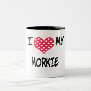 Jag älskar min Morkie Två-Tonad Mugg