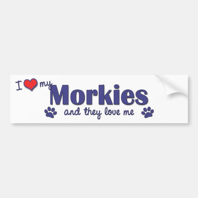 Jag älskar min Morkies (åtskilliga hundar) Bildekal (Framsidan)