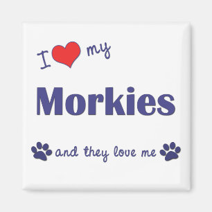 Jag älskar min Morkies (åtskilliga hundar) Magnet