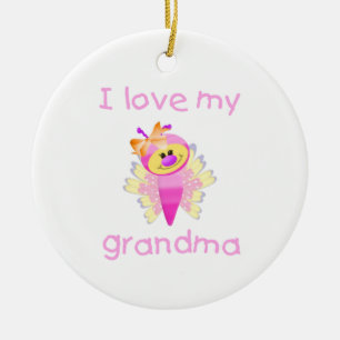 Jag älskar min mormor (den flutterby flickan) julgransprydnad keramik