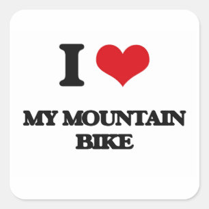 Jag älskar min mountainbike fyrkantigt klistermärke