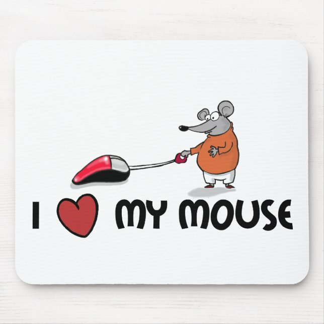 Jag älskar min musen cartooned mousepad musmatta (Framsidan)