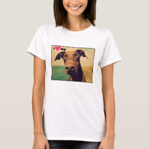 Jag älskar min naturliga Doberman Hund T-shirt