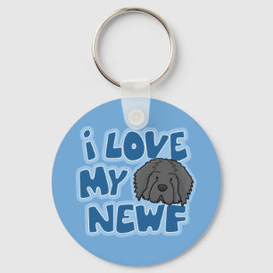 Jag älskar min Newf Keychain Nyckelring