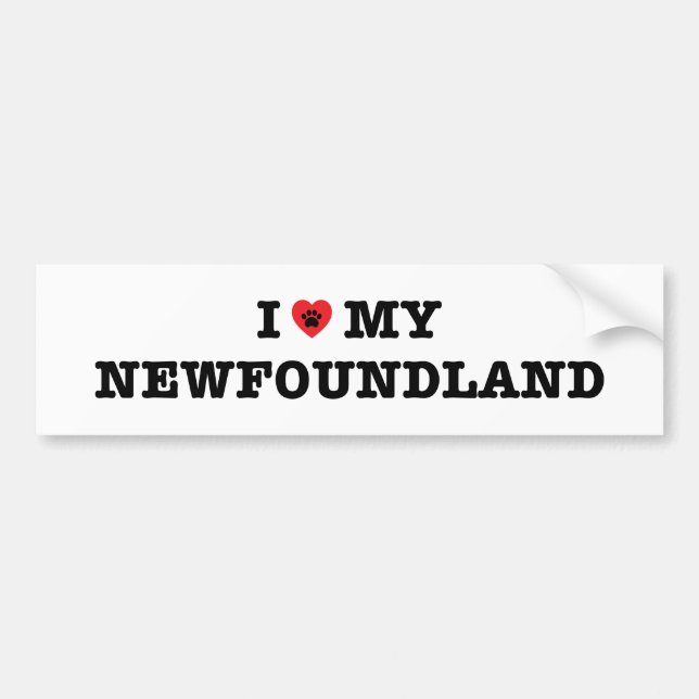 Jag älskar min Newfoundland Bumper Sticker Bildekal (Framsidan)