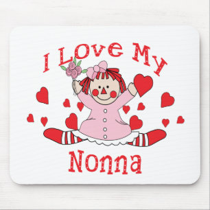 Jag älskar min Nonna trasdocka & hjärtor Musmatta