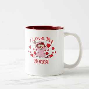 Jag älskar min Nonna trasdocka & hjärtor Två-Tonad Mugg
