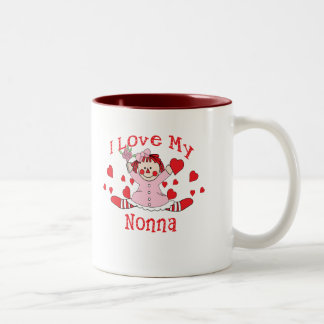 Jag älskar min Nonna trasdocka & hjärtor Två-Tonad Mugg