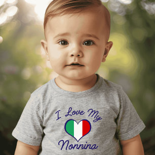 Jag älskar min Nonnina med italiensk flagga hjärta T Shirt