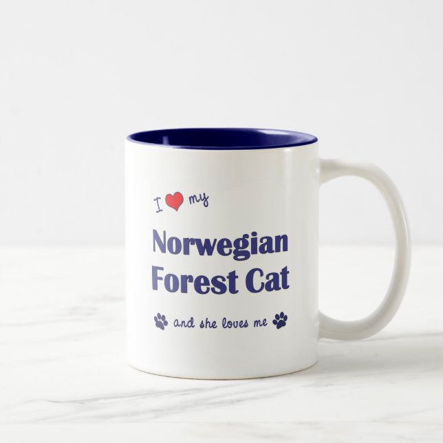 Jag älskar min norska skogkatt (den kvinnliga Två-Tonad mugg (Höger)