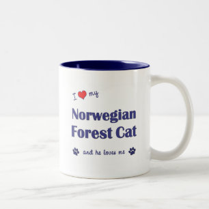 Jag älskar min norska skogkatt (den Male katten) Två-Tonad Mugg