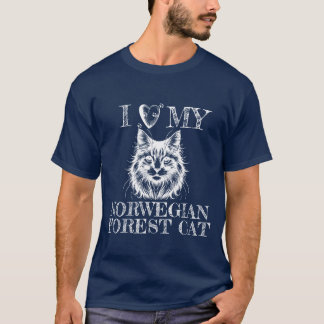 Jag älskar min norska skogskatt Tassar Vitt T Shirt