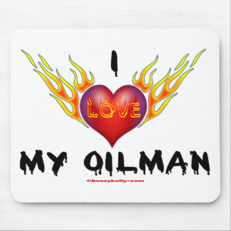 Jag älskar min Oilman, brinna hjärta, Mousepad, Musmatta