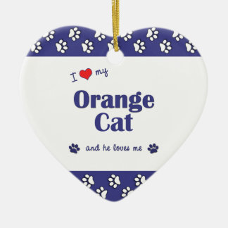 Jag älskar min orange katt (den Male katten) Julgransprydnad Keramik