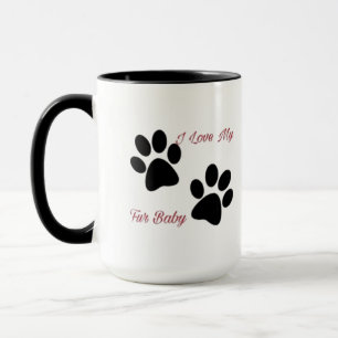 Jag älskar min pälsbabymugg med hundtassar mugg