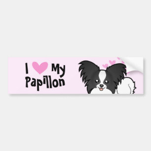 Jag älskar min Papillon Bildekal