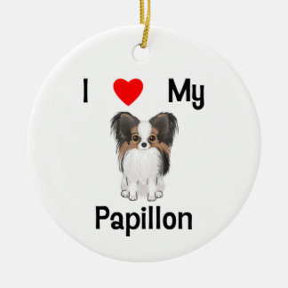 Jag älskar min Papillon (bilden) Julgransprydnad Keramik