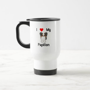 Jag älskar min Papillon (bilden) Resemugg