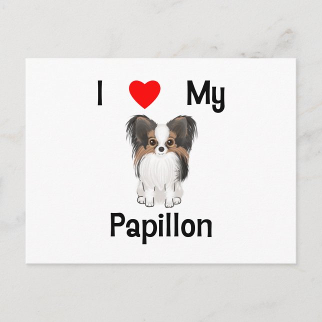 Jag älskar min Papillon (bilden) Vykort (Framsida)